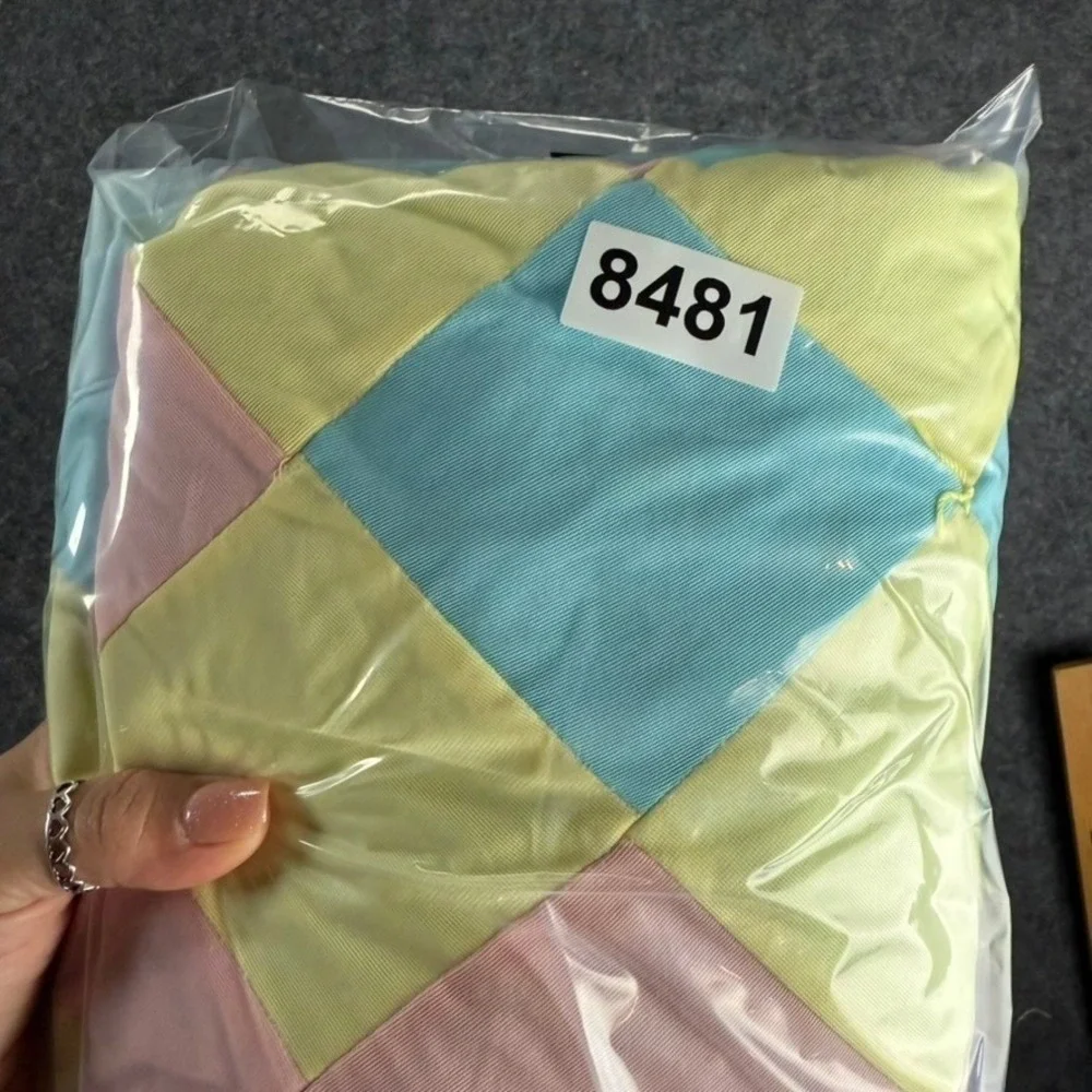 Pastel Diamond Patchwork Baby Quilt‎ Blanket Nursery Decor Crib Play Mat